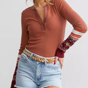 Free People Micah Notch Neck Thermal XS NWT Autumn Combo